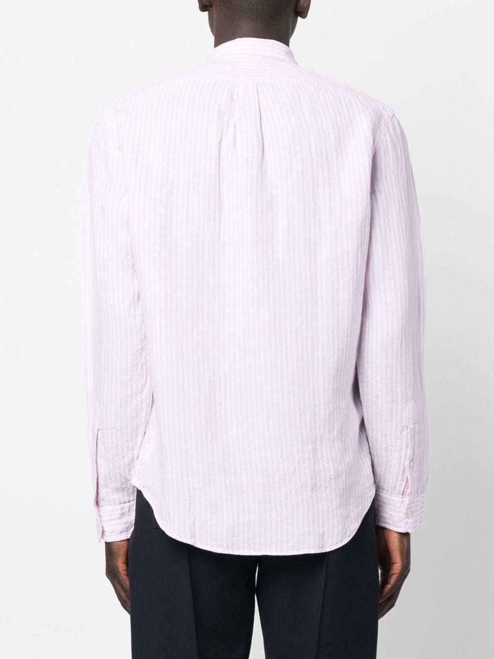 Shop Polo Ralph Lauren Striped Logo Shirt In Pink
