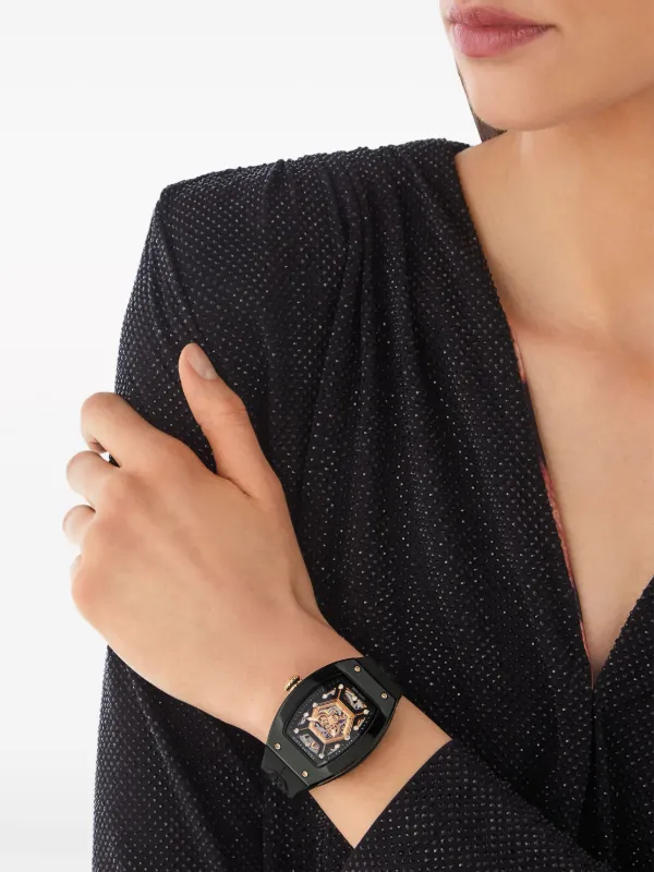 Philipp Plein Crypto Queen Noire Galaxy 55mm Watch | Gold | FARFETCH