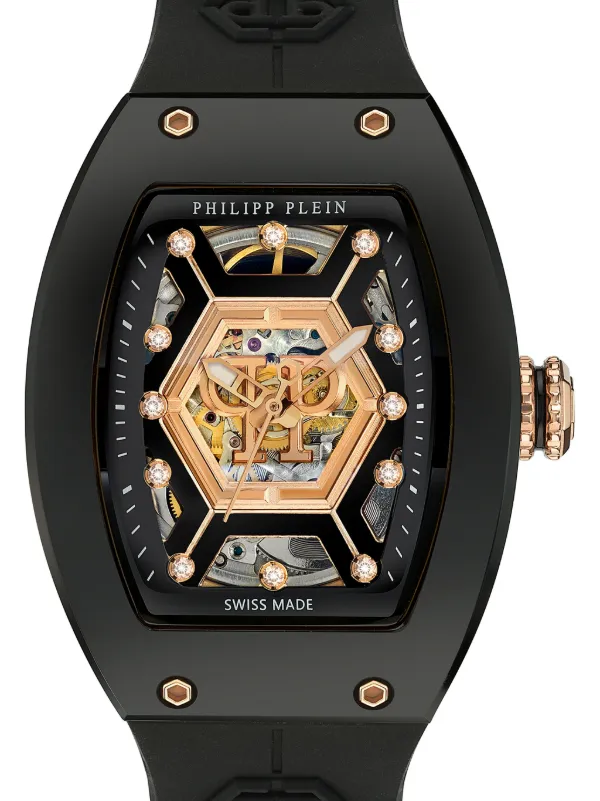 Philipp Plein Crypto Queen Noire Galaxy 55mm Watch | Gold | FARFETCH