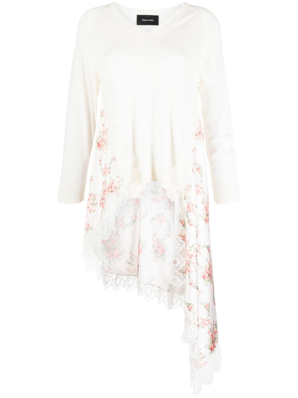 floral-panel asymmetric jumper