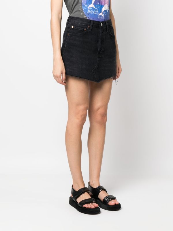 AGOLDE raw cut Hem Denim Skirt Farfetch