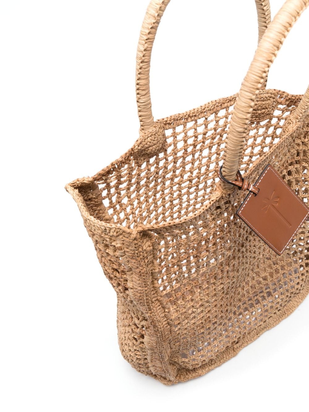 Shop Manebi Logo-tag Raffia Tote Bag In Neutrals