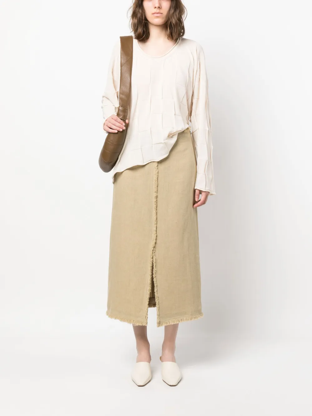 UMA WANG SQUARE-PATTERN KNITTED TOP