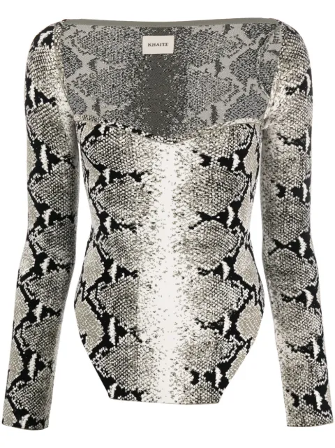 KHAITE body Maddy con efecto piel de serpiente en jacquard