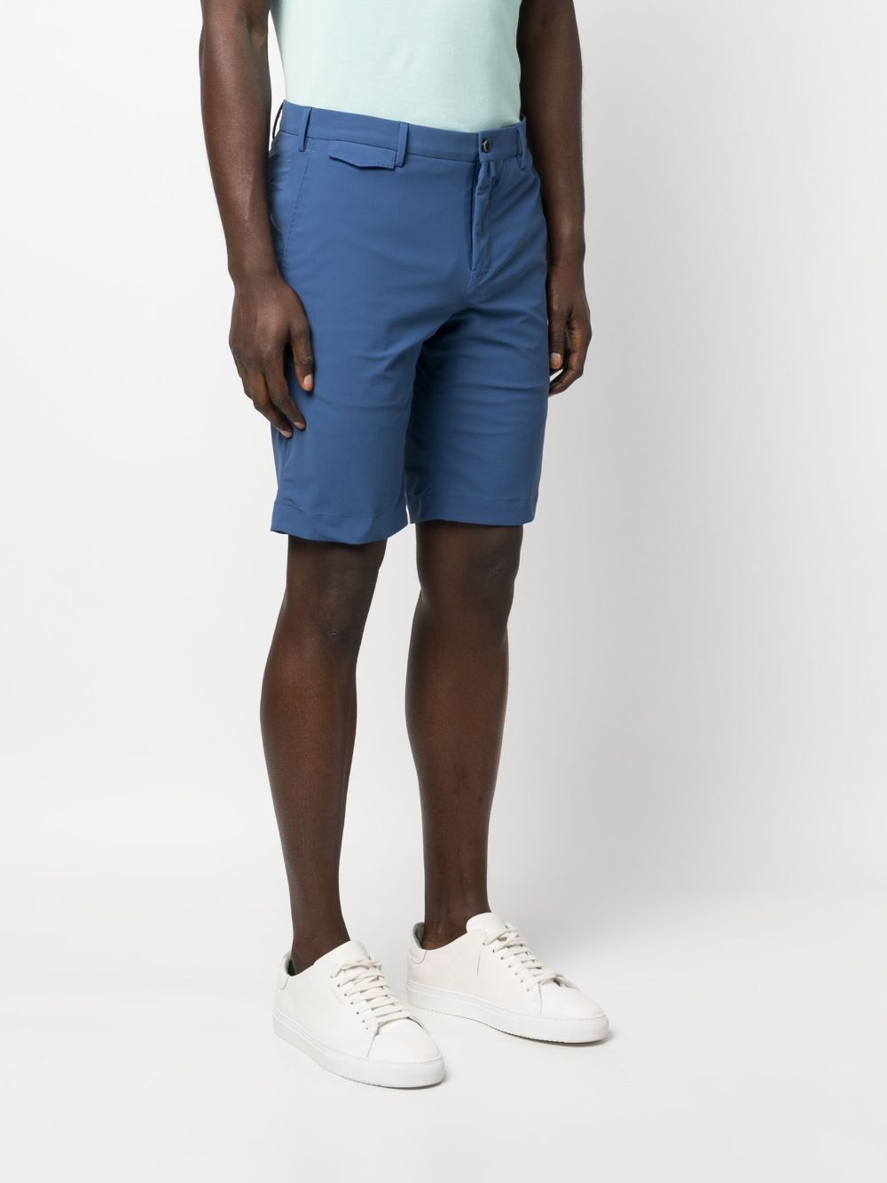 Shop Pt Torino Tailored Stretch Shorts In Blue