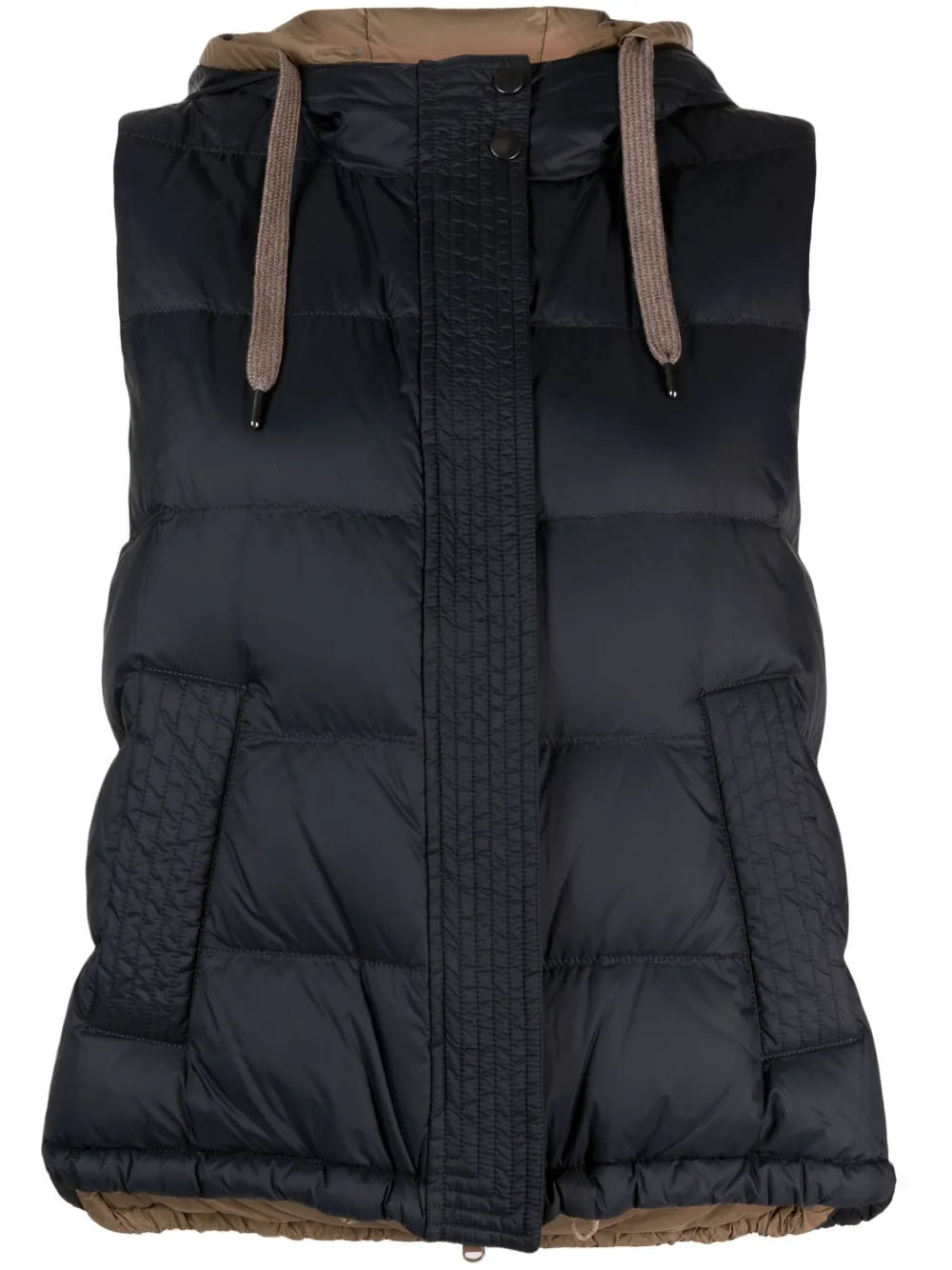Brunello Cucinelli Padded Hooded Vest In Blue