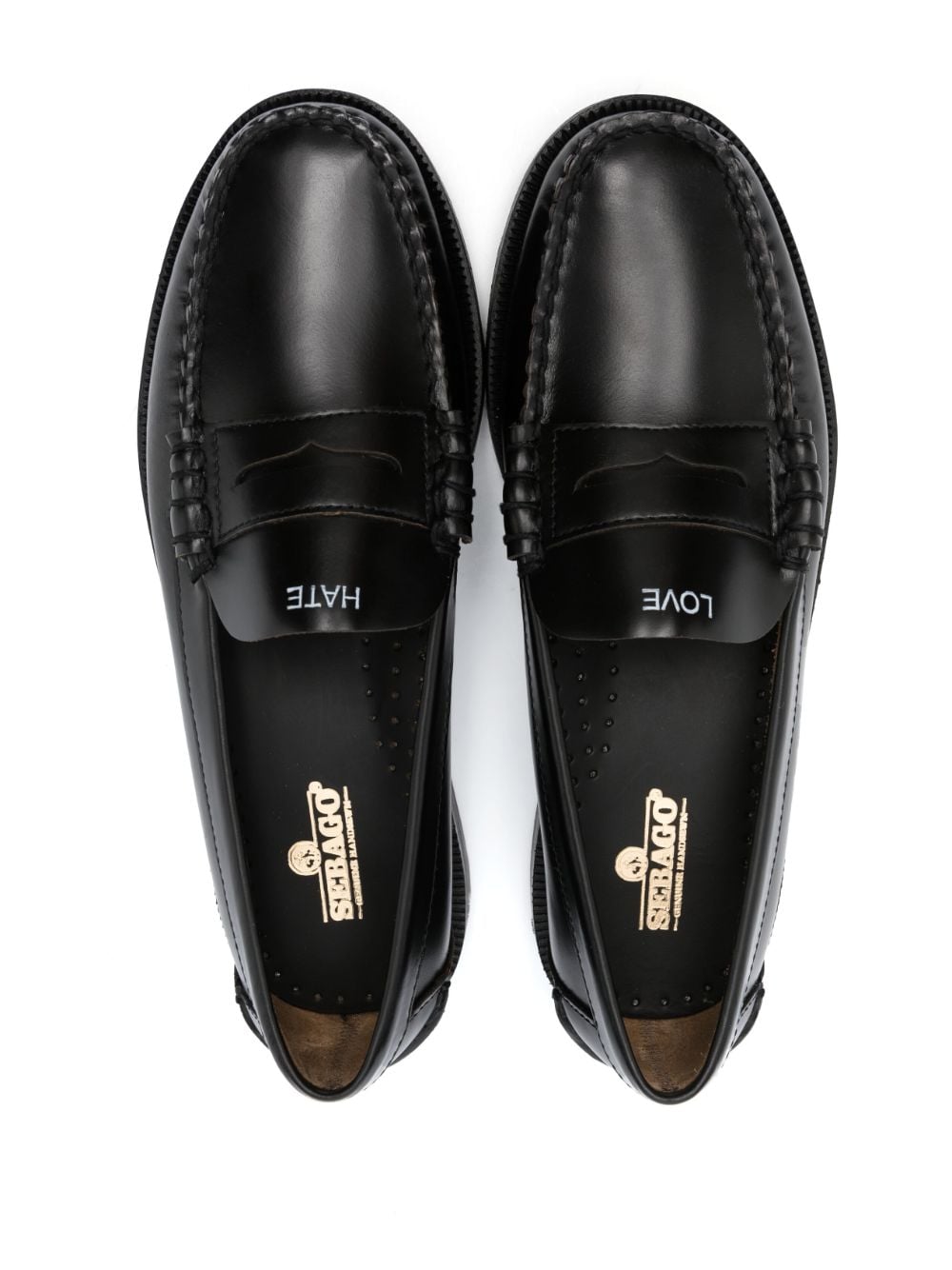 Shop Sebago Love Leather Loafers In Black