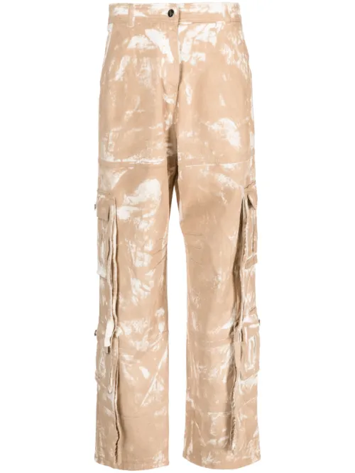 Pantalon cargo à imprimé délavé - ANDREĀDAMO - Modalova