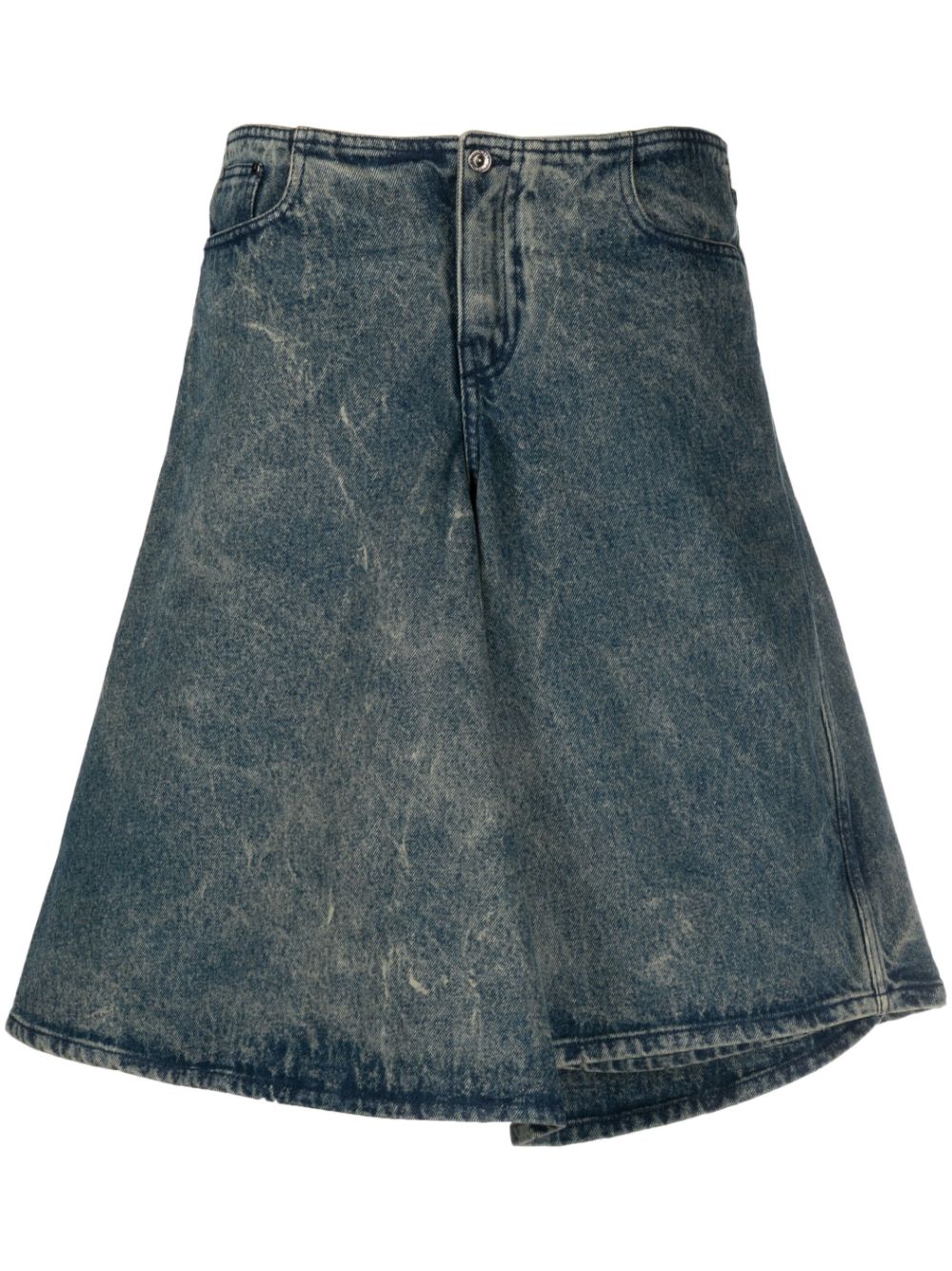 Y/PROJECT LOW-RISE FLARED DENIM SKIRT