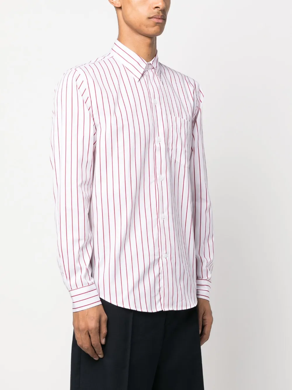 Shop Fursac Striped Button-up Cotton Shirt In White