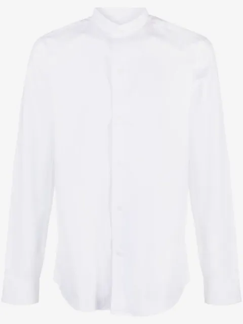 FURSAC collarless long-sleeve cotton shirt