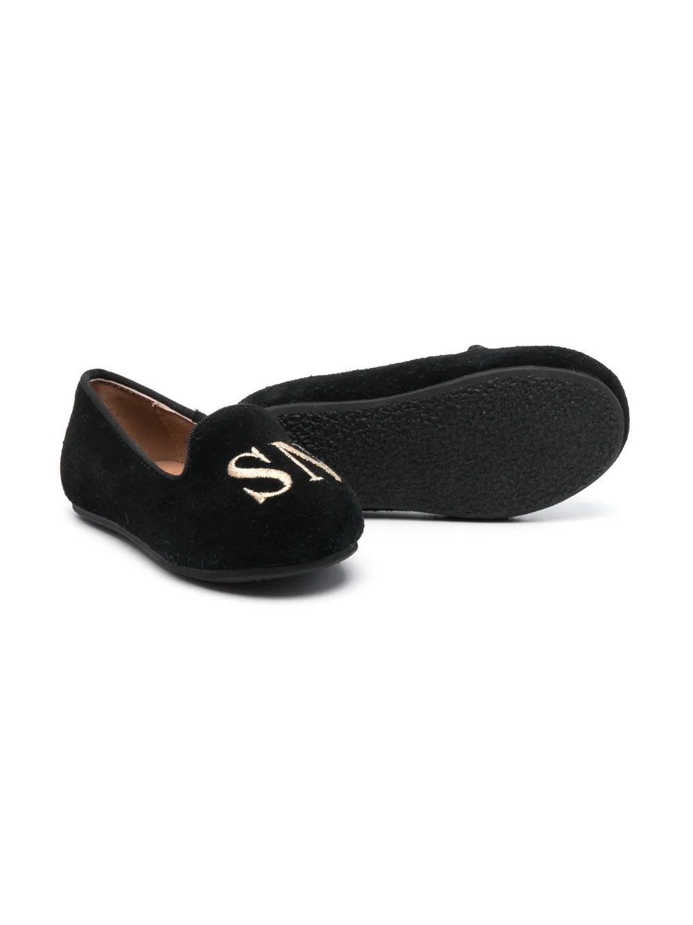 age of innocence logo-embroidered suede ballerina shoes - black