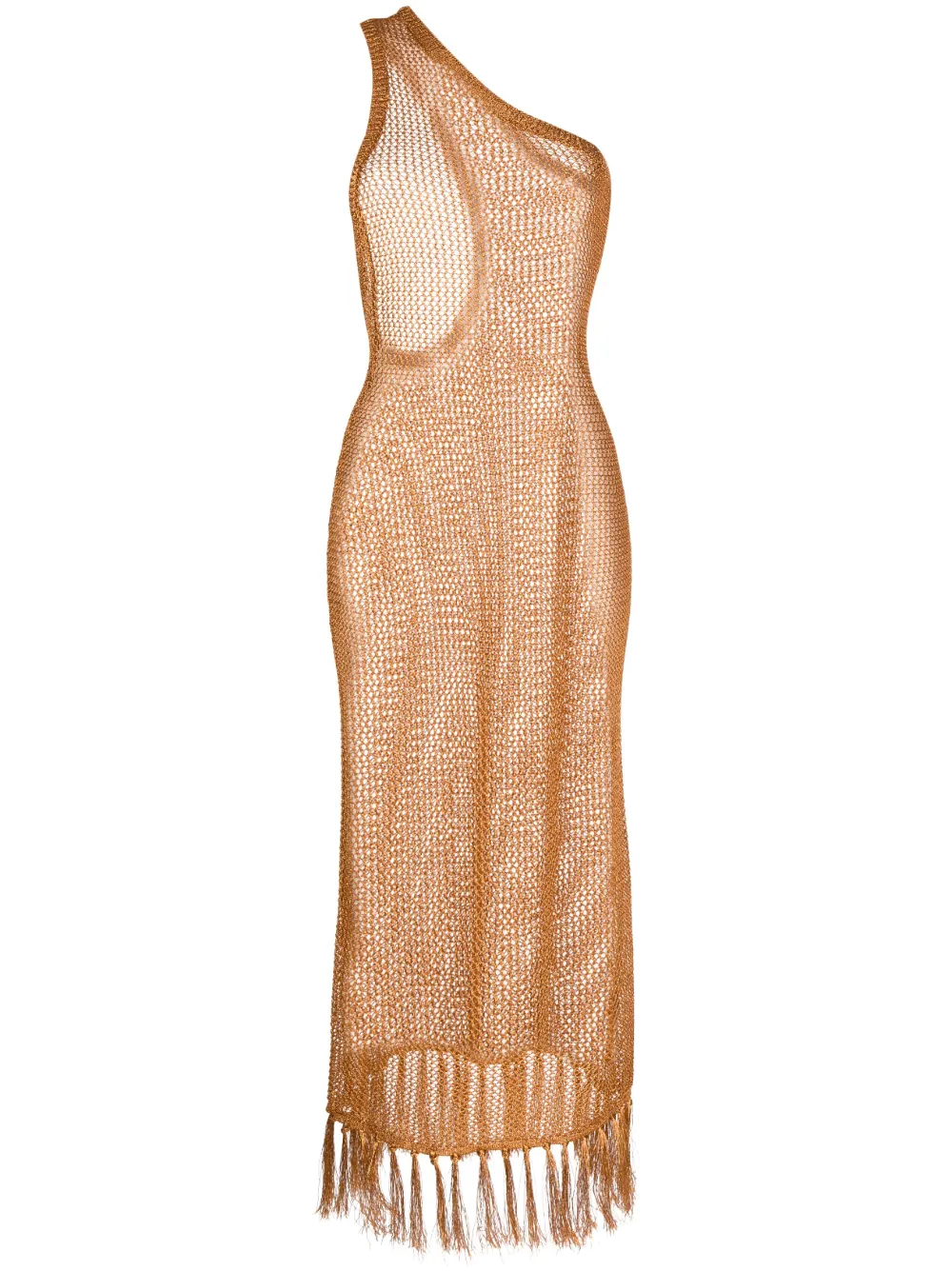 Dodo Bar Or Hara Metallic Open-knit Midi Dress In Copper | ModeSens