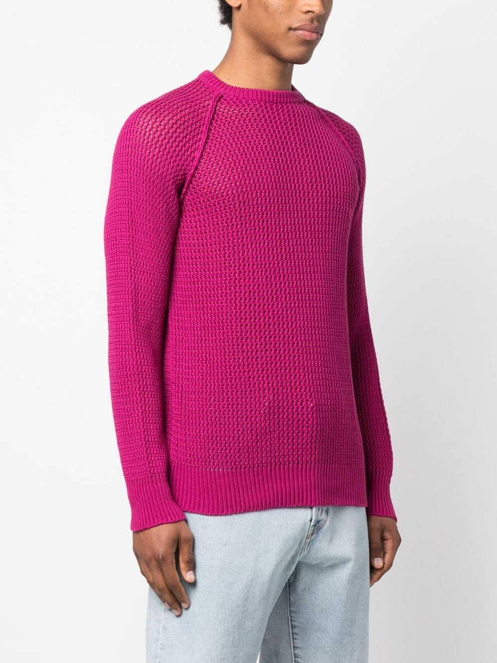 Shop Gimaguas Long-raglan-sleeve Open-knit Jumper In Pink