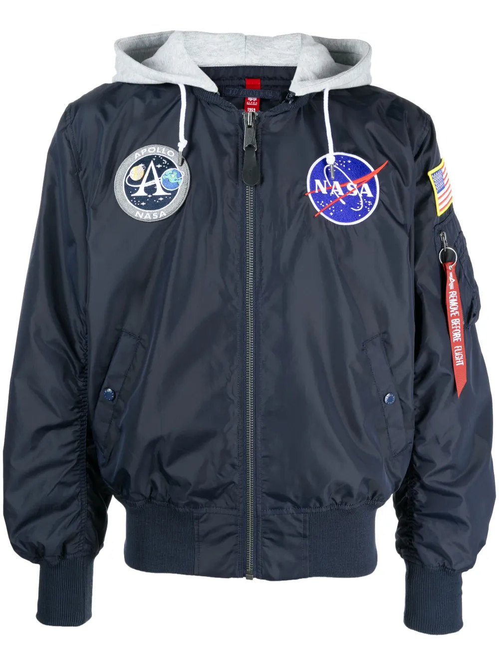 Alpha Industries Logo-patch Zipped Jacket In Blue
