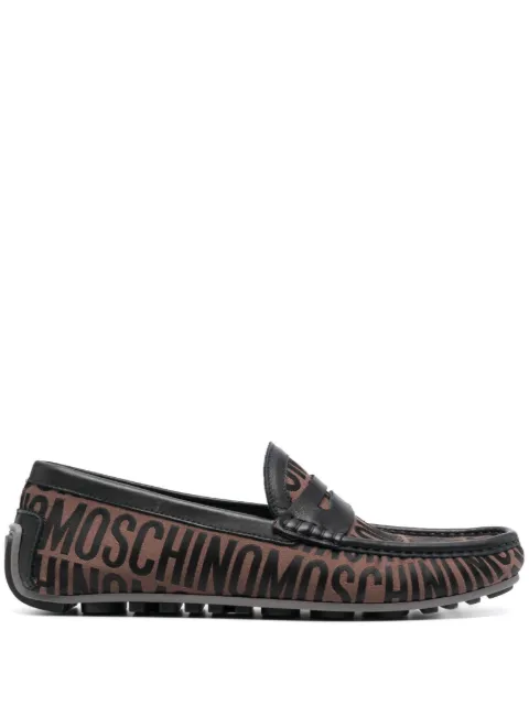 Moschino jacquard penny-slot leather loafers