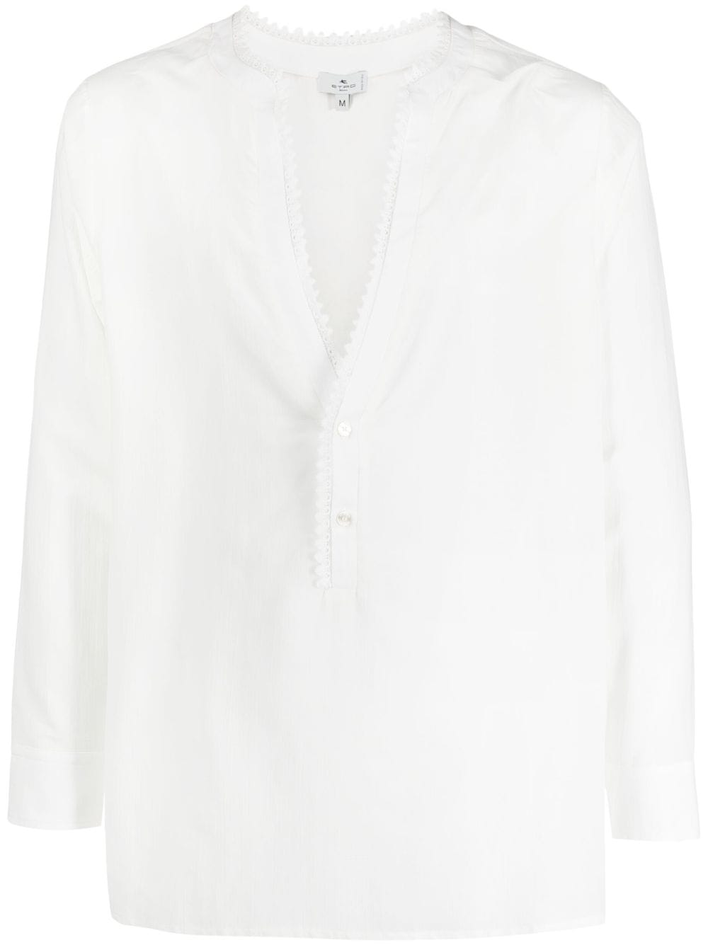 Shop Etro Plunging V-neck Long-sleeve Shirt In White
