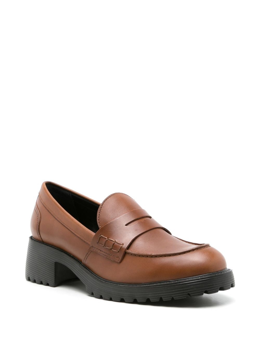 Shop Sarah Chofakian Ully Leather Penny Loafers In Brown