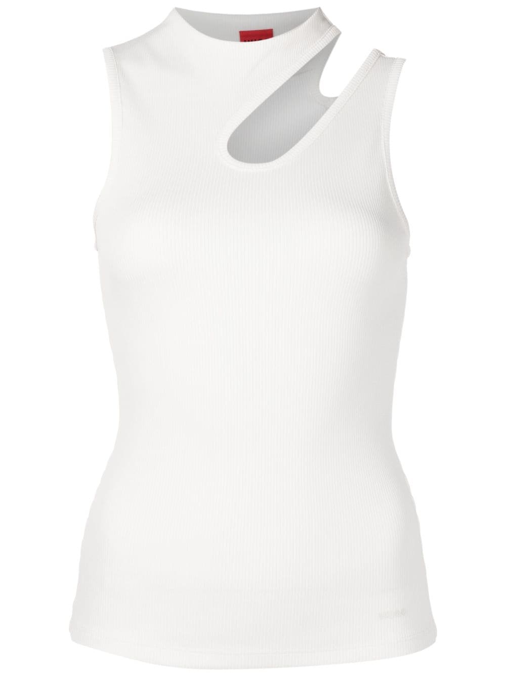 Hugo Draca Ribbed-knit Cut-out Top In White