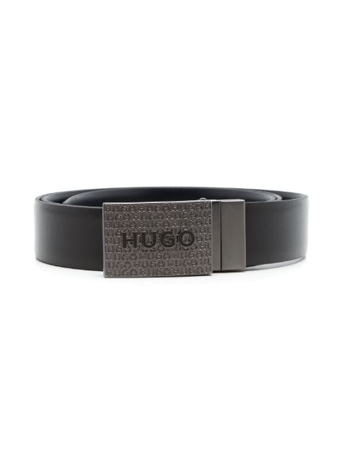HUGO Guan logo-buckle leather belt