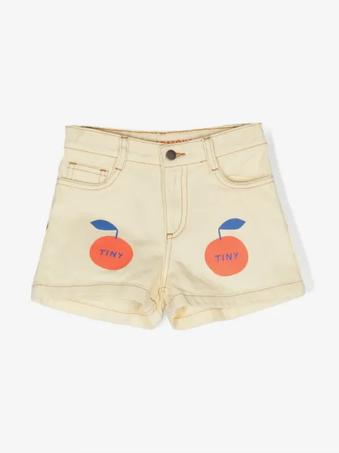 Tiny Cottons fruit-print cotton denim shorts