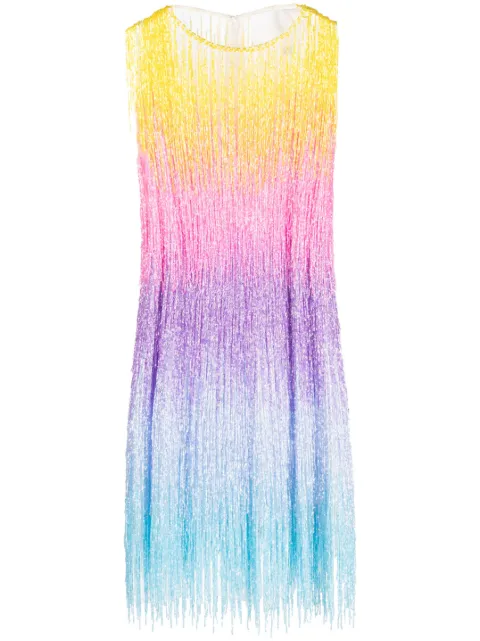 Costarellos beaded fringe minidress
