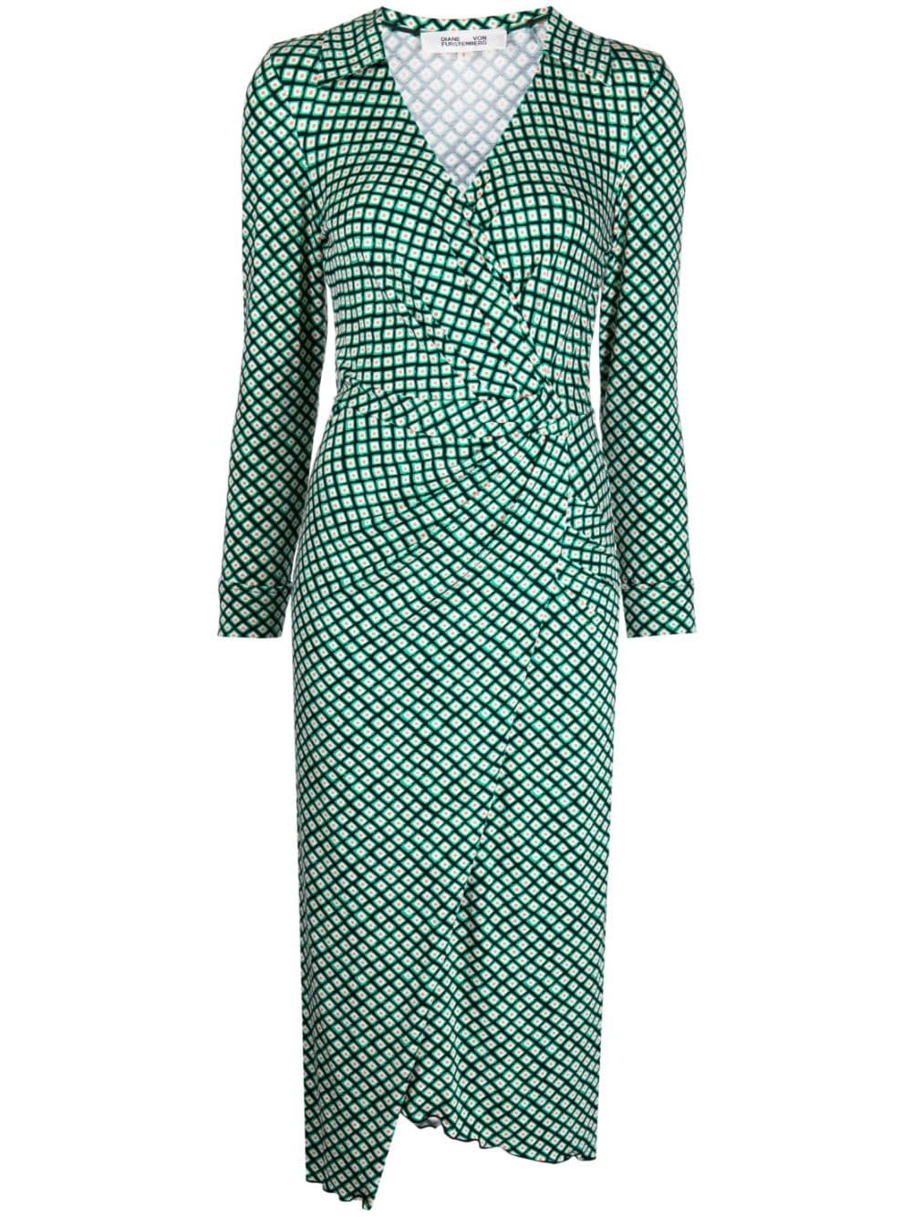 Diane Von Furstenberg Palmira V-neck Midi Dress In Green