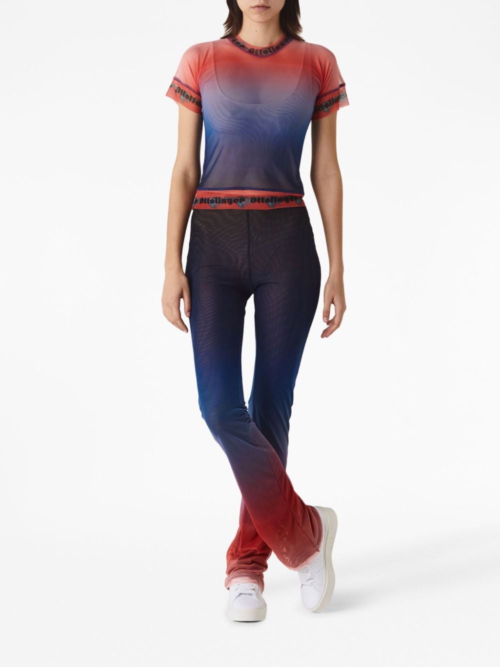 Shop Ottolinger Gradient-effect Stretch-design Leggings In Red
