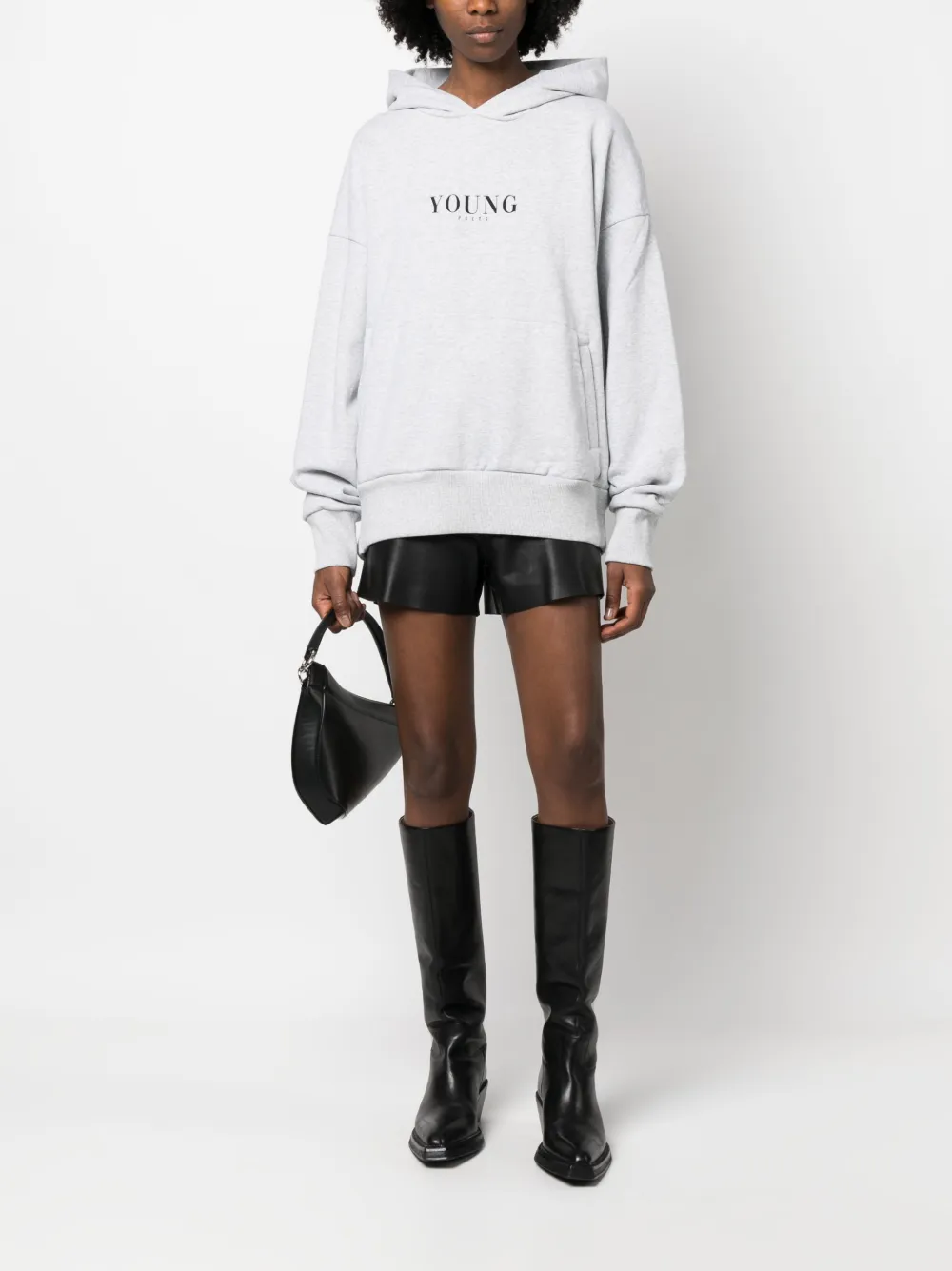 YOUNG POETS Hoodie met logoprint - Grijs