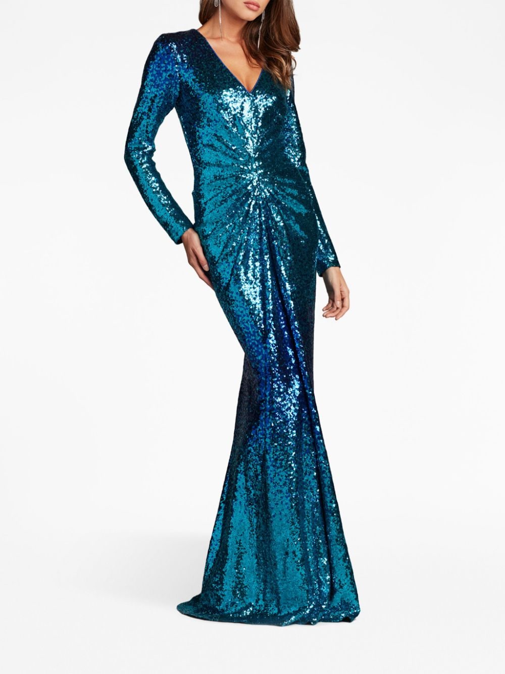 Tadashi Shoji Evona sequin-embellished ombré gown - Blauw