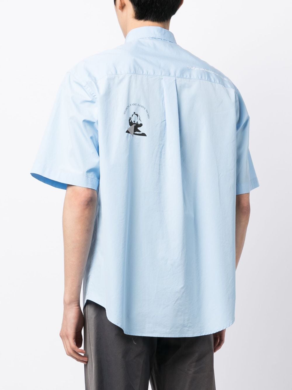 Shop Undercover Patch-detail Cotton Shirt In Blue