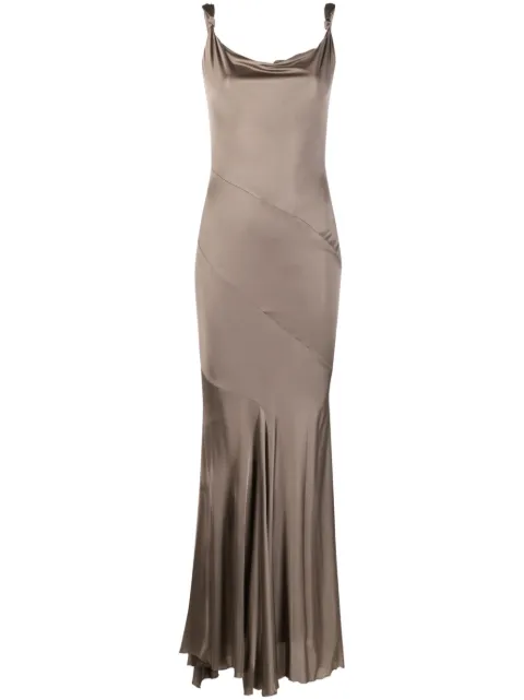 Blumarine asymmetric-design pleated maxi dress