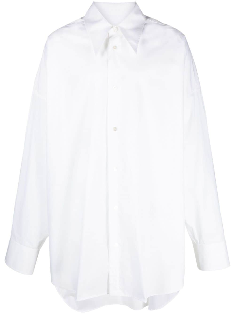 Mm6 Maison Margiela Long-line Cotton Shirt In White