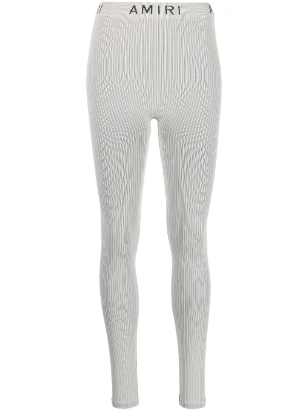 Amiri Seamless Fine-ribbed Leggings in Neutrals