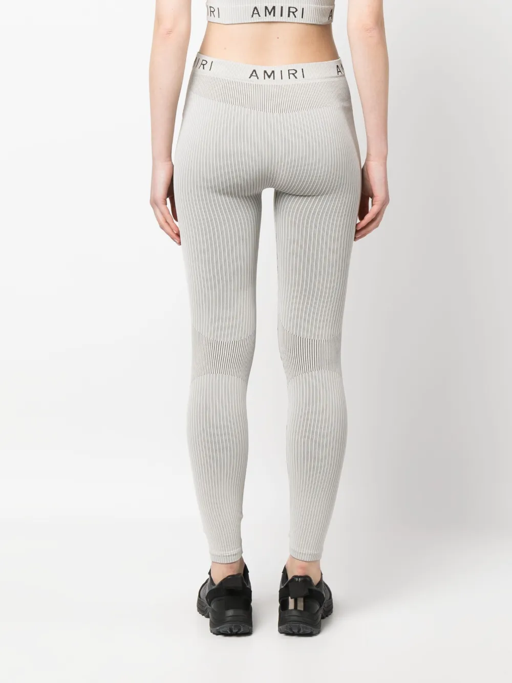 AMIRI Seamless Fine-ribbed Leggings in Neutrals, view 4