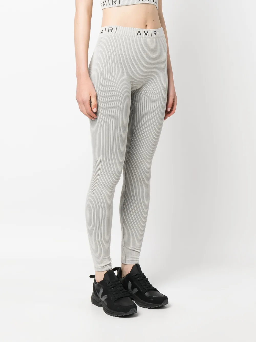 AMIRI Seamless Fine-ribbed Leggings in Neutrals, view 3