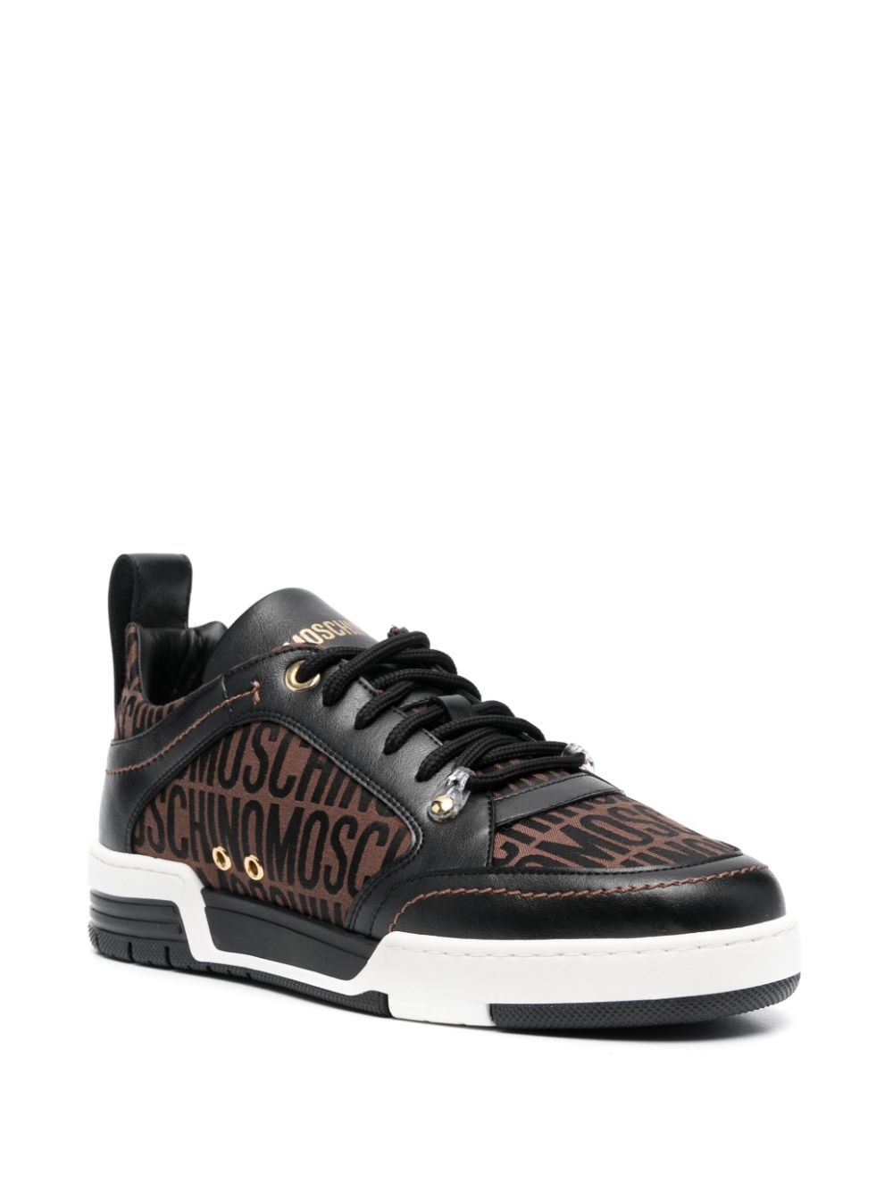 Moschino Sneakers met logoprint - Bruin