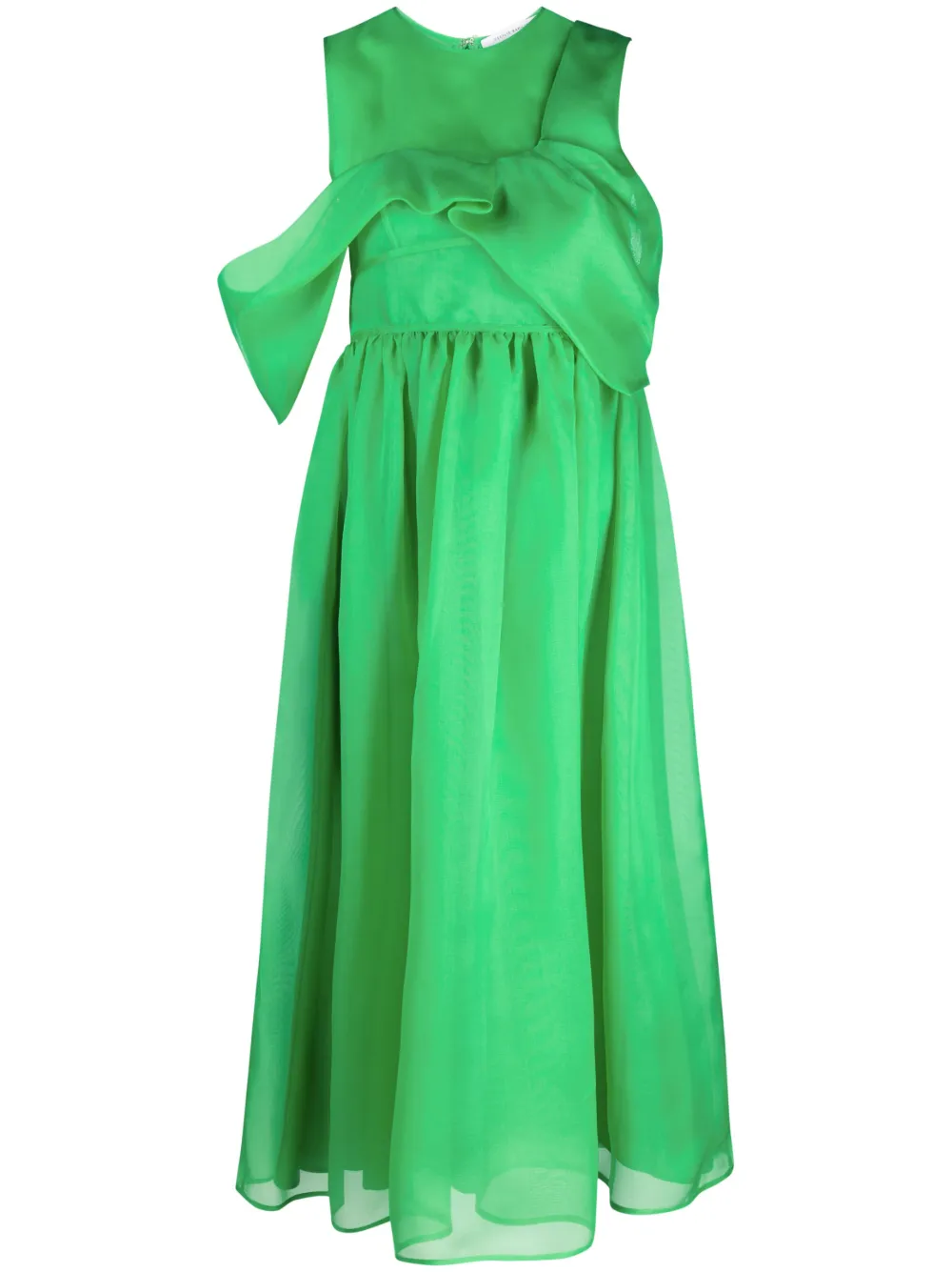 Cecilie Bahnsen Sidney Tundra Asymmetric Silk Organza Dress In Green
