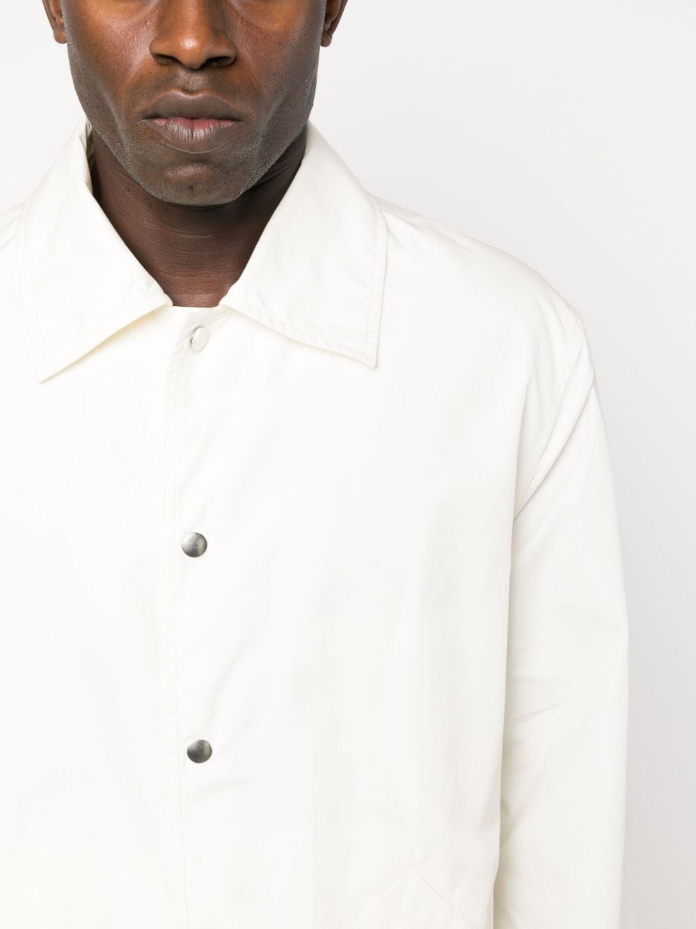 Shop Jil Sander Logo-print Cotton Shirt Jacket In White