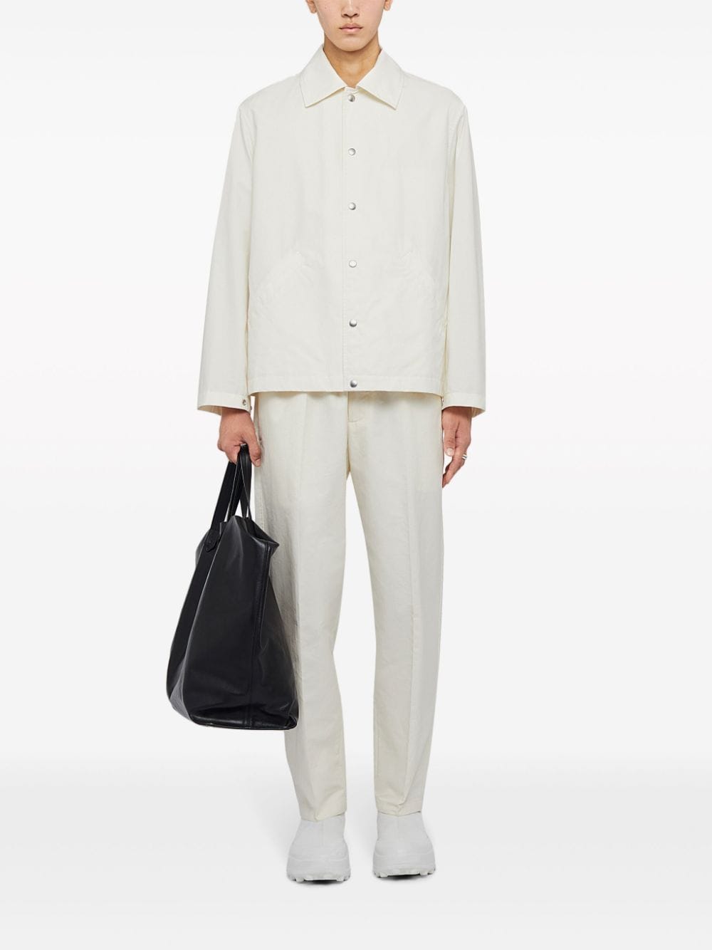 Shop Jil Sander Logo-print Cotton Shirt Jacket In White