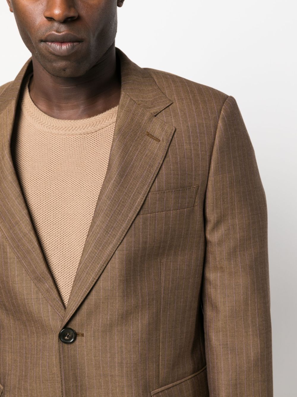 Shop Pt Torino Pinstriped Virgin-wool Suit In Brown