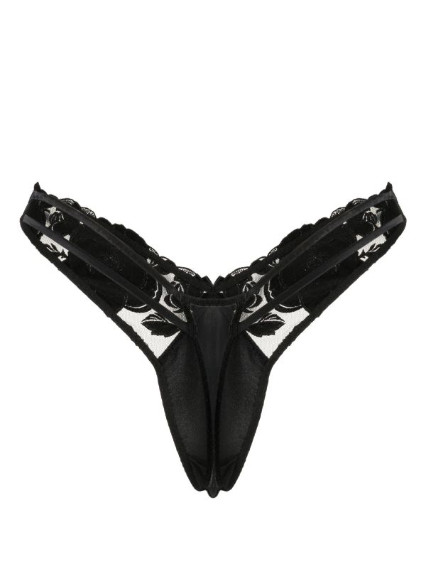 Fleur Du Mal lace-embroidery Sheer Thong - Farfetch