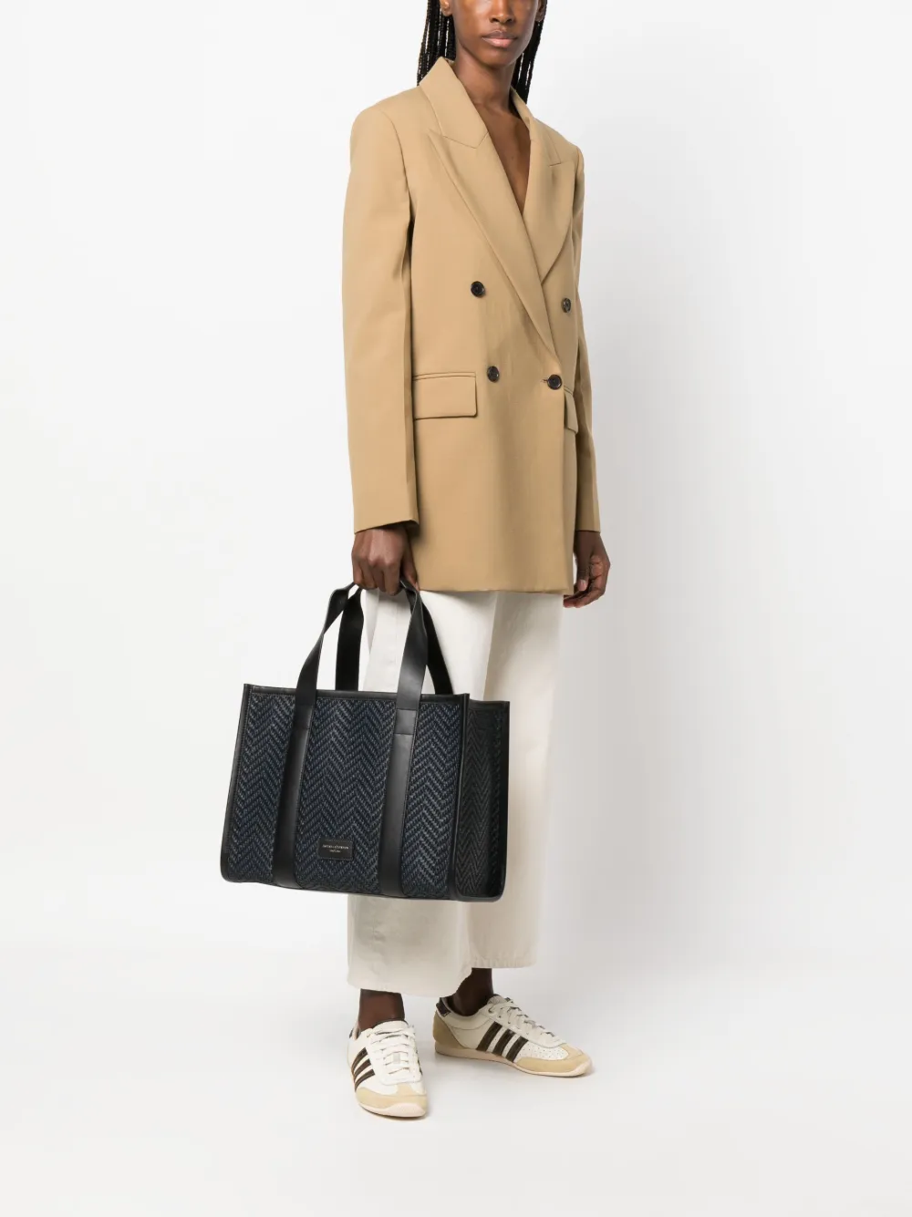Aspinal Of London small Henley raffia tote bag - Blauw