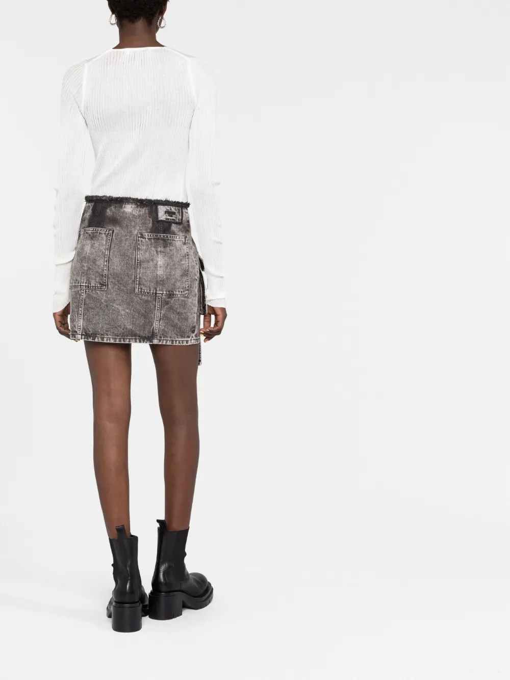 stonewashed denim cargo skirt
