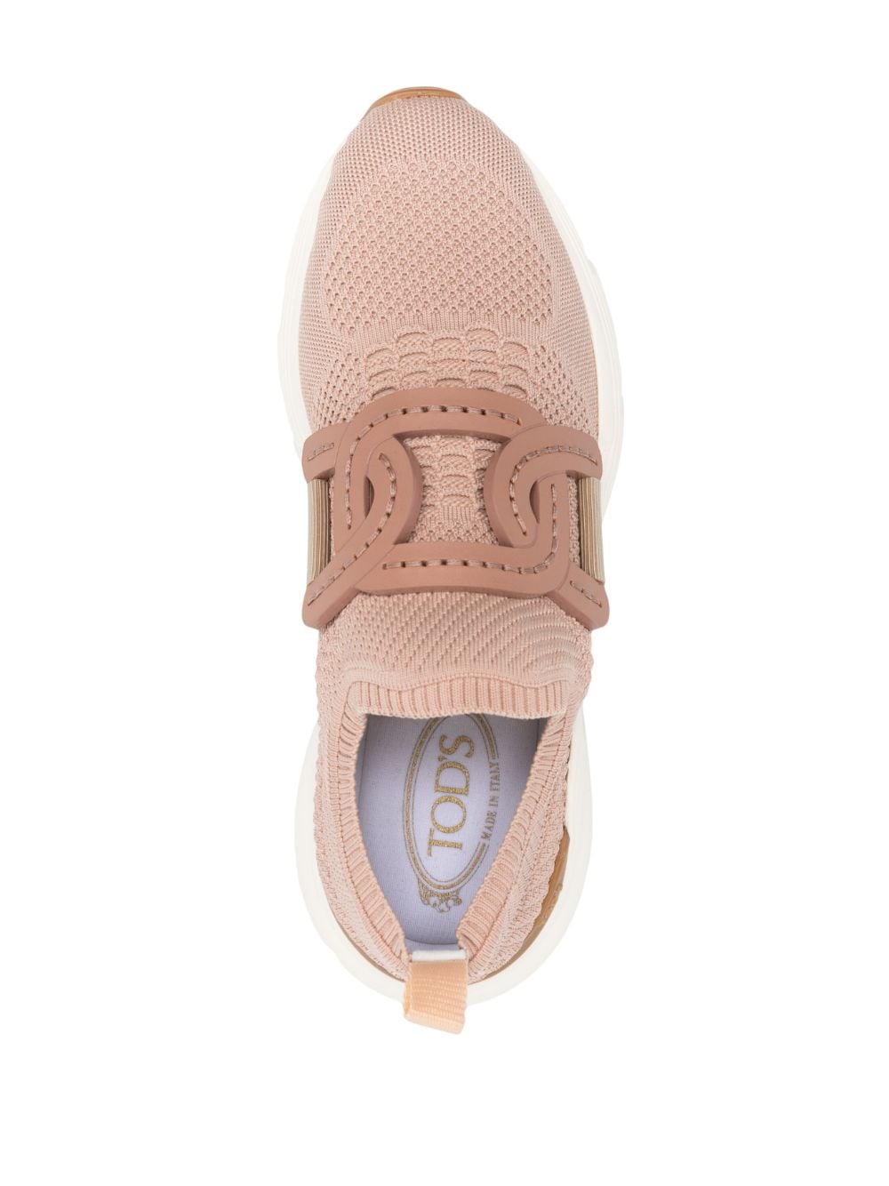 Shop Tod's Chain-embellished Woven Sneakers In Pink