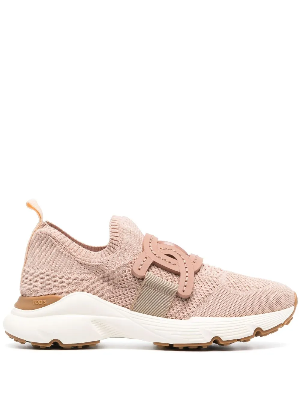 Shop Tod's Chain-embellished Woven Sneakers In Pink