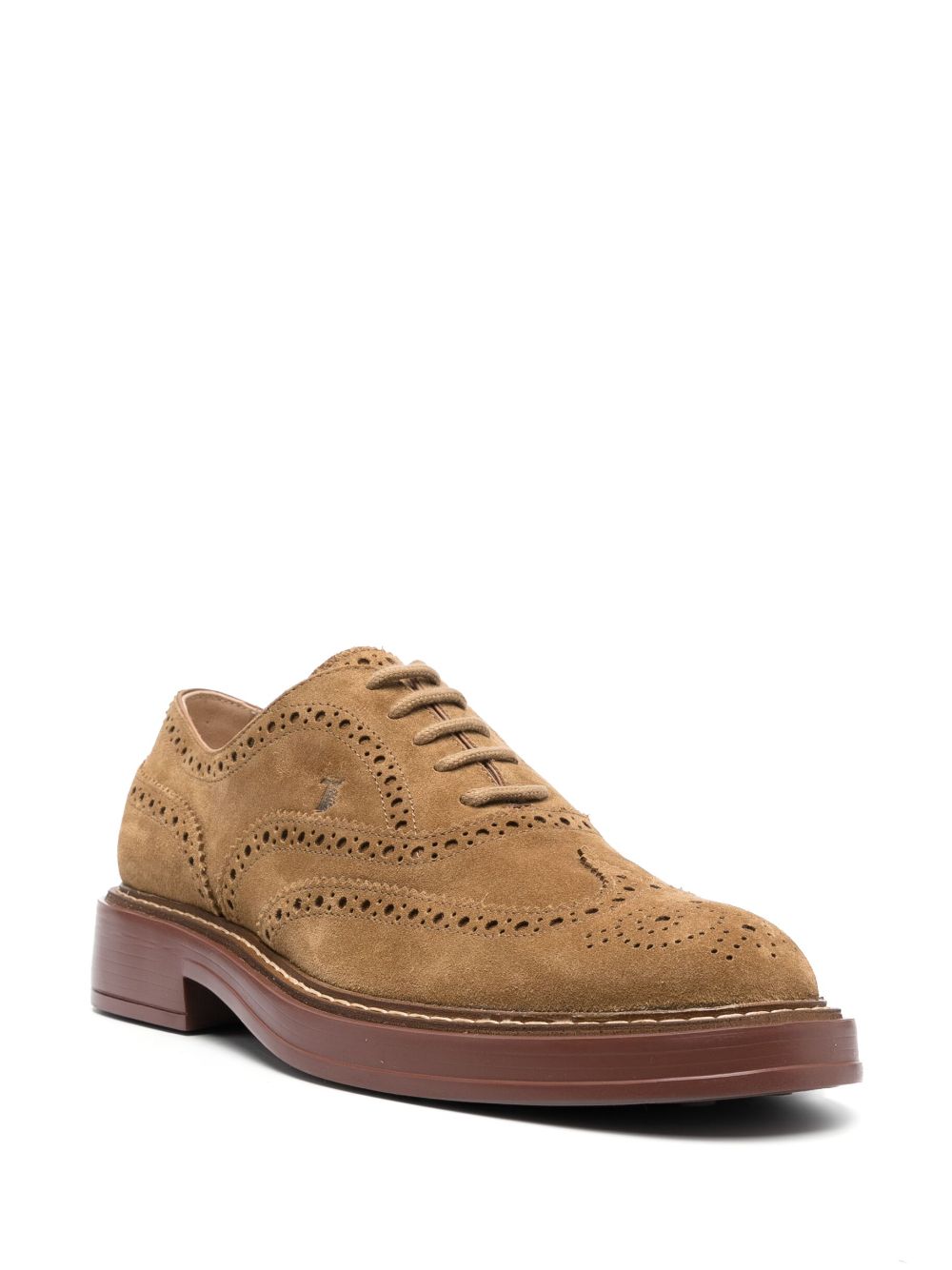 Shop Tod's Lace-up Suede Brogues In Brown