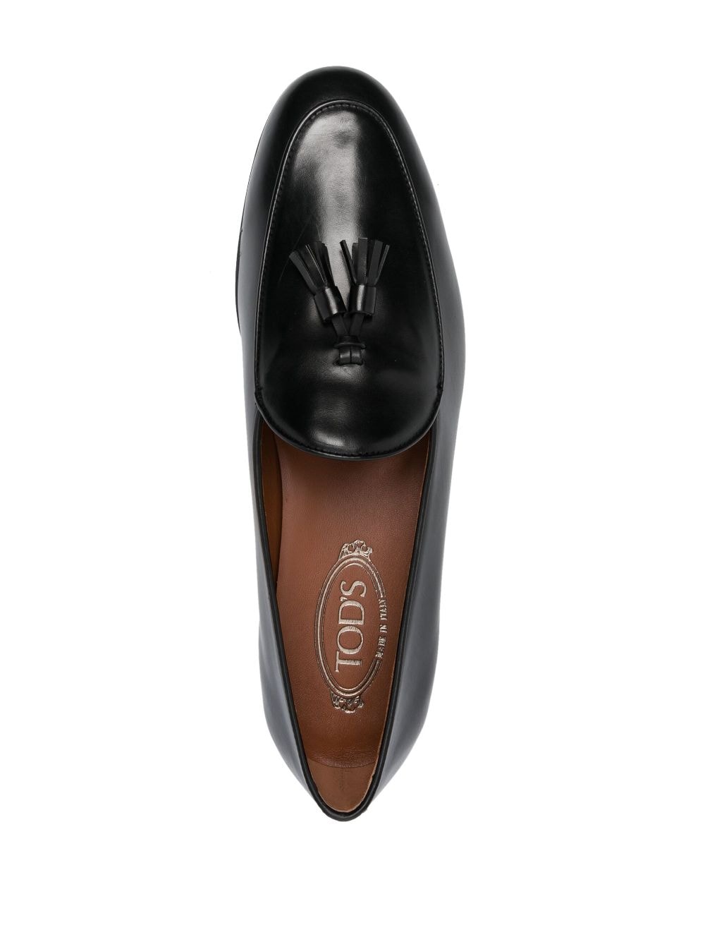 Shop Tod's Leather Tassels Loafers In Black