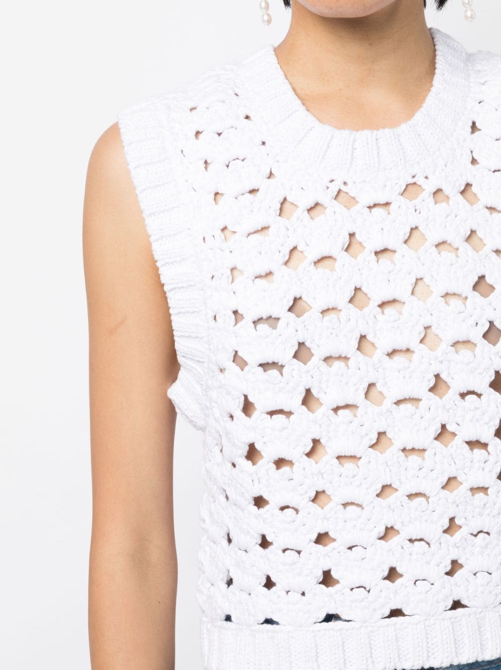 Shop Rachel Comey Perforated-design Sleeveless Top In White