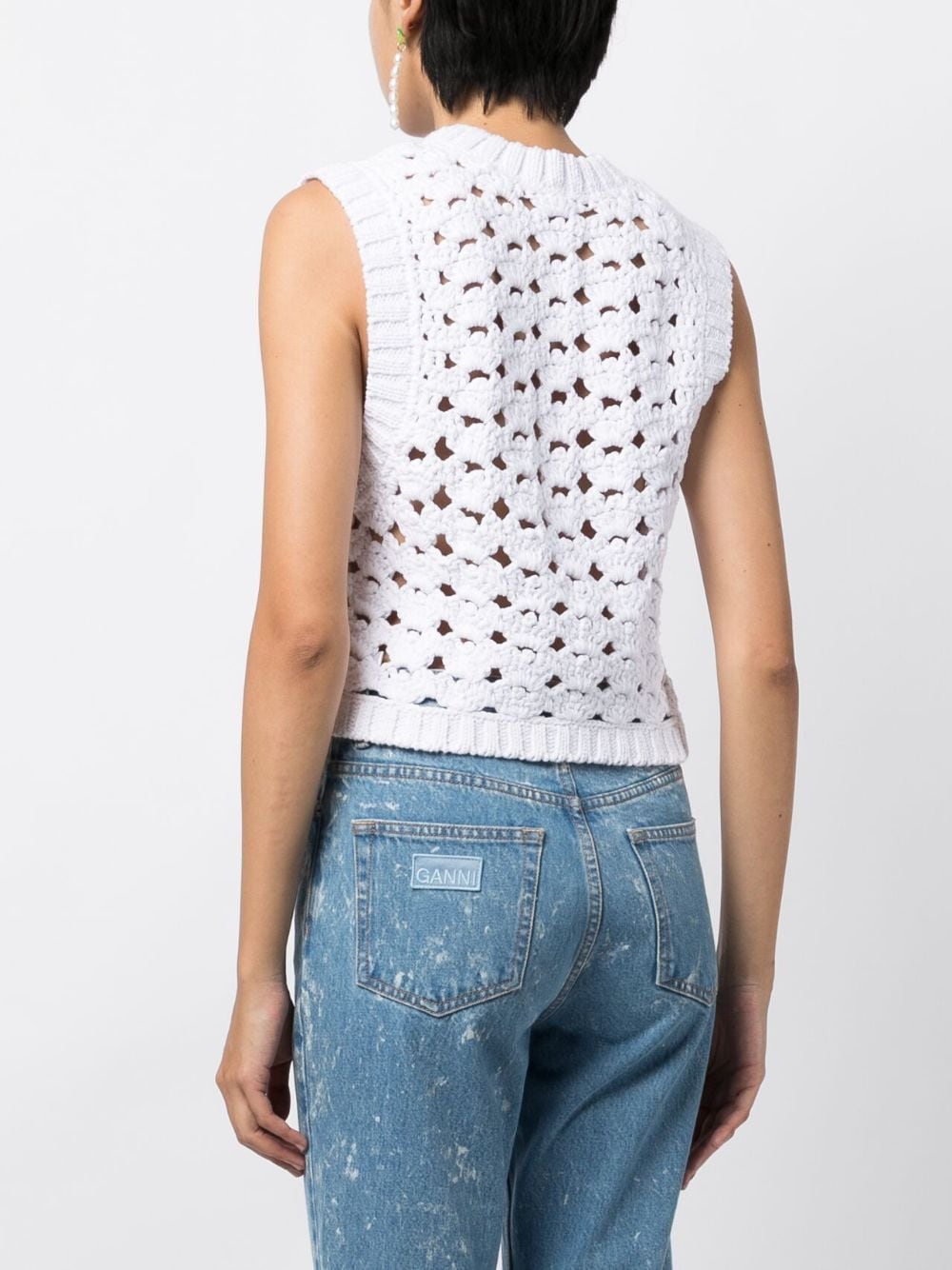 Shop Rachel Comey Perforated-design Sleeveless Top In White